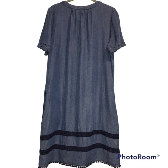 Nanette Lepore Embroidered Chambray Dress Medium - Picture 2 of 8